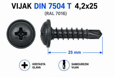 VIJAK DIN 7504 T 4,2x25 (RAL 7016)